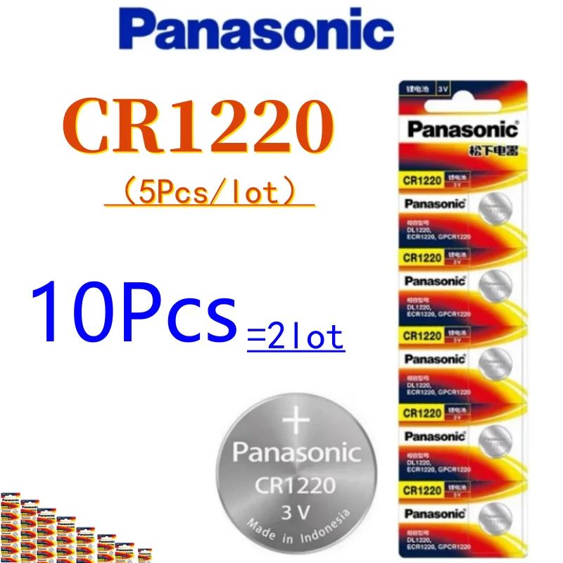 5pcs-50pcs For Panasonic 3V CR1220 ECR1220 DLCR1220 Button Batteries Cell Coin Lithium Battery For Watch Electronic Toy