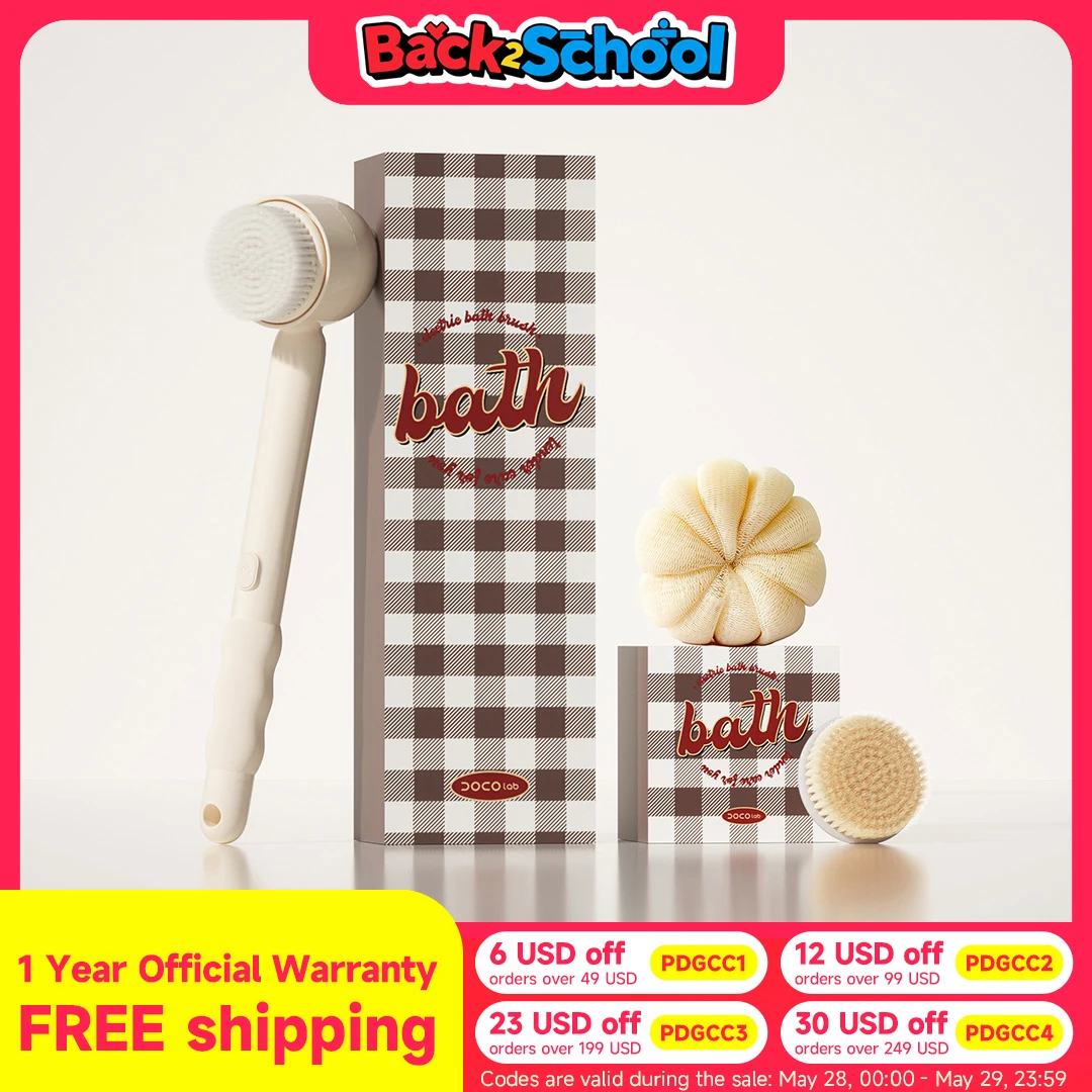 

DOCO Electric Shower Brush Foot trimmer Multi functional Back Rubbing Massage Body Rubbing Towel Long handled Back Brushing Tool