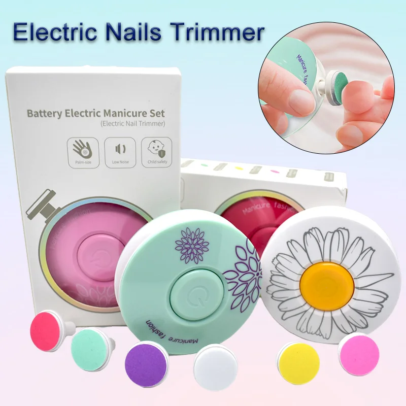 

6PCS Grinding Heads Electric Baby Nail Trimmer Kid Nail Polisher Tool Baby Hygiene Kit Baby Nail Clipper Cutter For Newborn