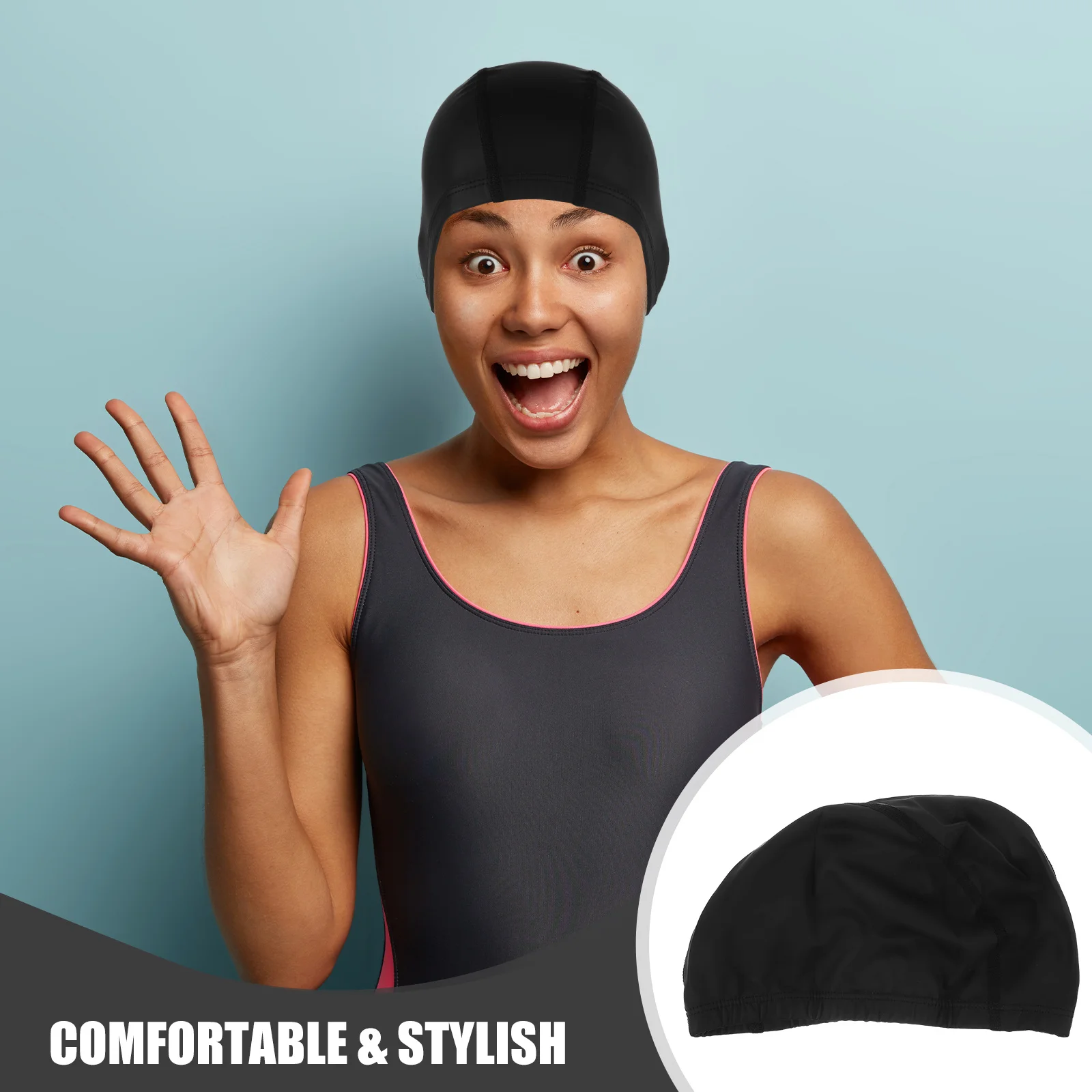 

Swimming Hat PU Swim Cap Adults Comfortable Fit for Long Hair Swimming Cap for Women Men Waterproof Swim Hat Pool Hats