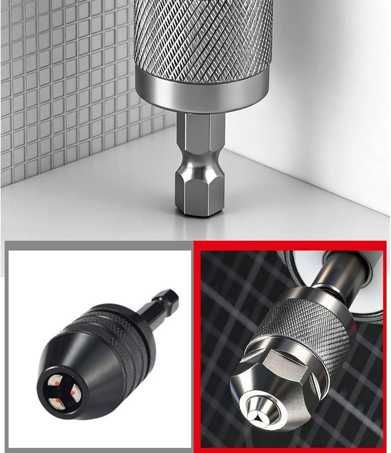 1/4 Hex Shank Keyless Drill Chuck Adapter Quick Change Mini Drill Bit Holder for Impact Driver Power Tool Accessory Woodworking view 3