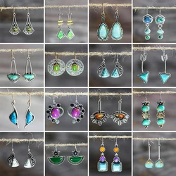 Vintage Bohemia Resin Dangle Earrings for Women Beach Party Jewelry Accessories Ethnic Tribal Hook Earring Charm Gift