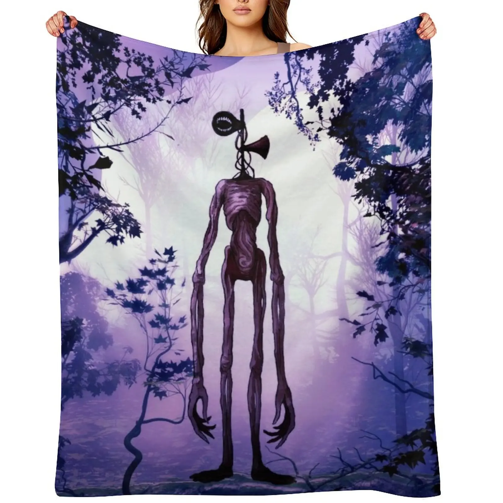 

Siren head in purple horror background Throw Blanket Nap Warm For Decorative Sofa Luxury St Blankets