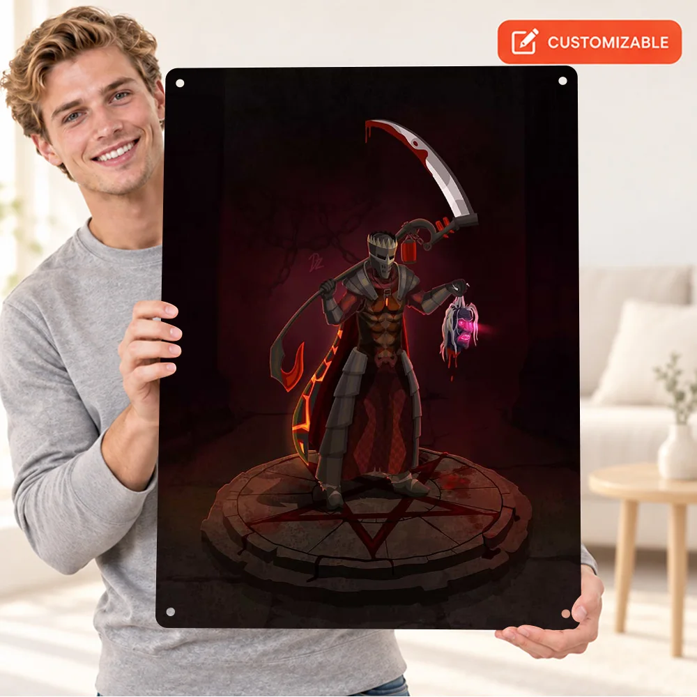 Nightmare Of Ashihama Textured Metal Poster Personalized Aluminum Sign Fantasy Character Illustration Wall Art For Game Corner