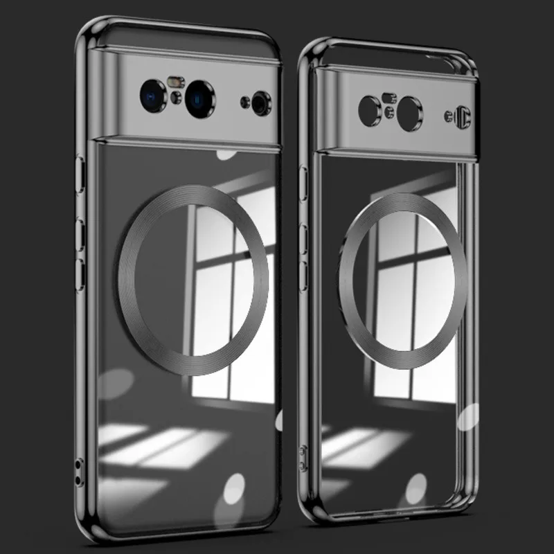 

For Magsafe Wireless Magnetic Charging Plaiting Case For Google Pixel 8 Pro Cover Silicone On Pixel 8 Cases