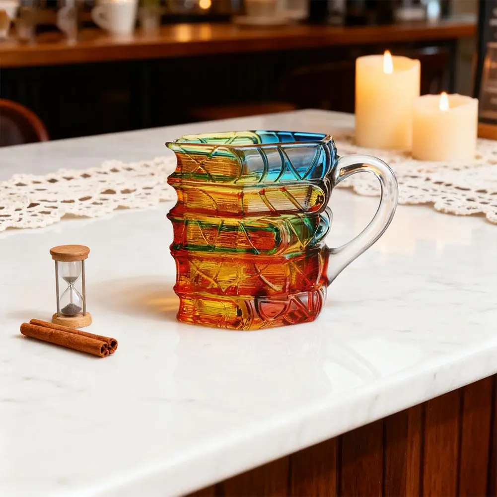 Bemalte Buch-Tasse aus Resin, Neuartige 3D-Bemalte Bücher Kaffeetasse, Einzigartige Bunte Resin-Bücher Stapel Kaffeebecher Sammlung Geschenke