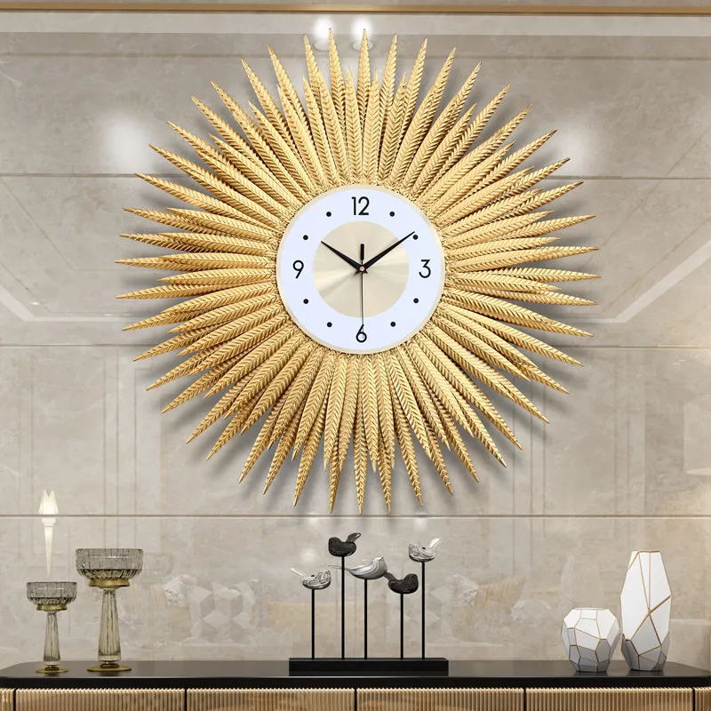 Metal Upgrade Yellow Wall Clock Fashion Luxury Nordic Bedroom Digital Wall Clock Modern Design Relojes De Pared Home Decor Items