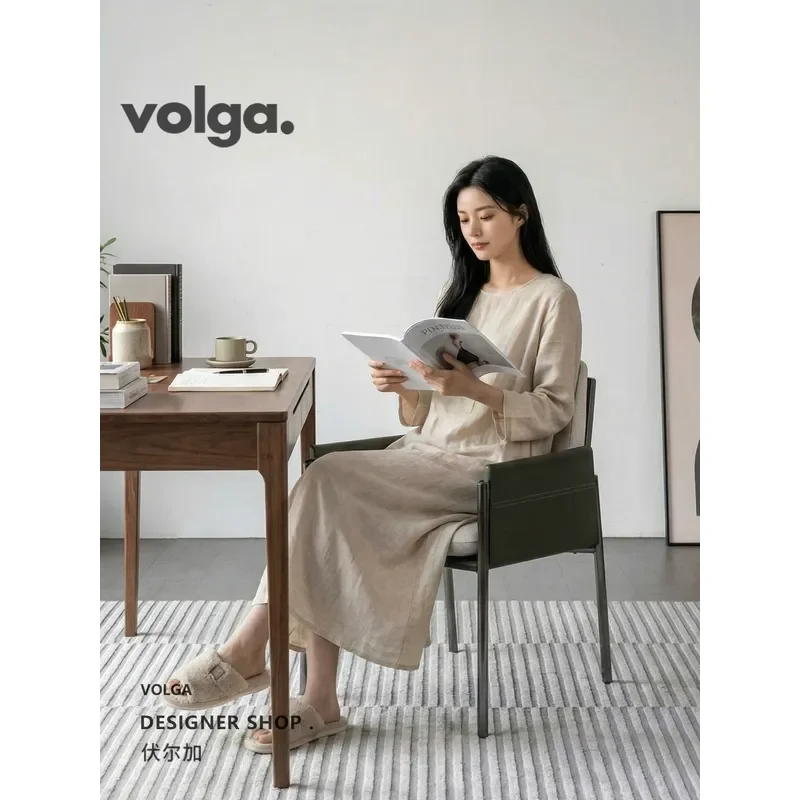 Volga | Italian minimalist dining chair home 2026 new model | green Bauhaus saddle leather chair