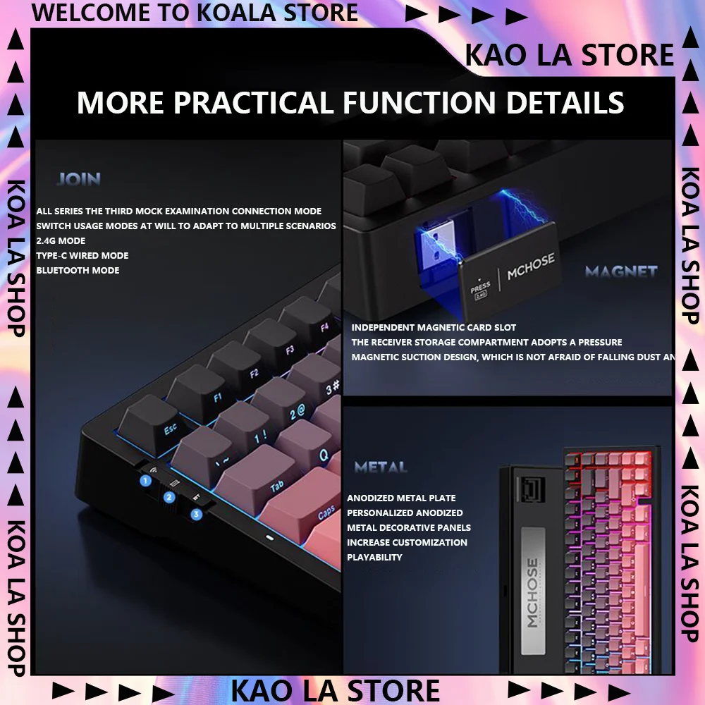 

NEW G75 V2 Mechanical Keyboard Tri-Mode Wireless RGB Backlit Hot Swappable Gaming Keyboard PC Customized Accessory Gifts