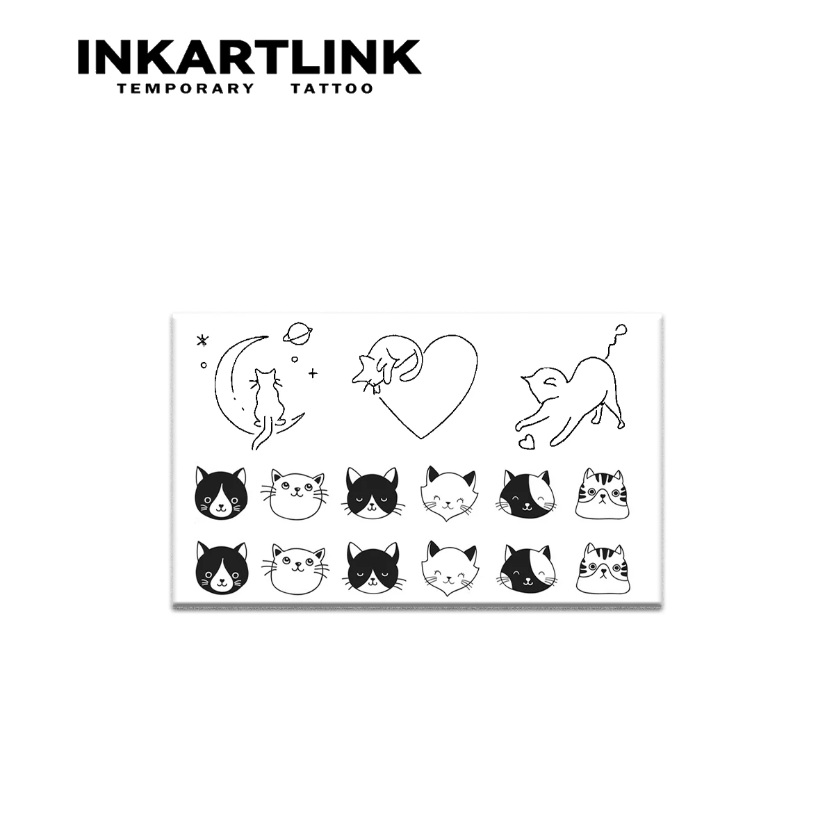 Line kitten  Temporary Tattoo,Lasts To 15 Days New Technology Magic Waterproof Semi Permanent Sticker.