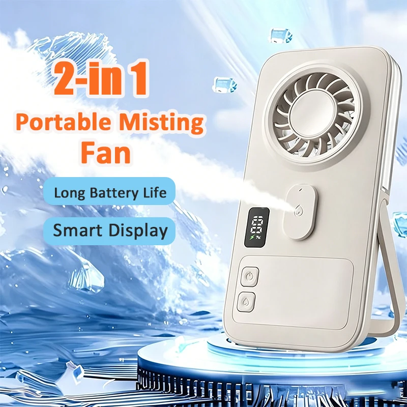 

Mini Size Handheld Mist Fan USB Powered Compact Design USB Rechargeable Fan Mist Sprayer Hydrating Function Portable Mist Fan