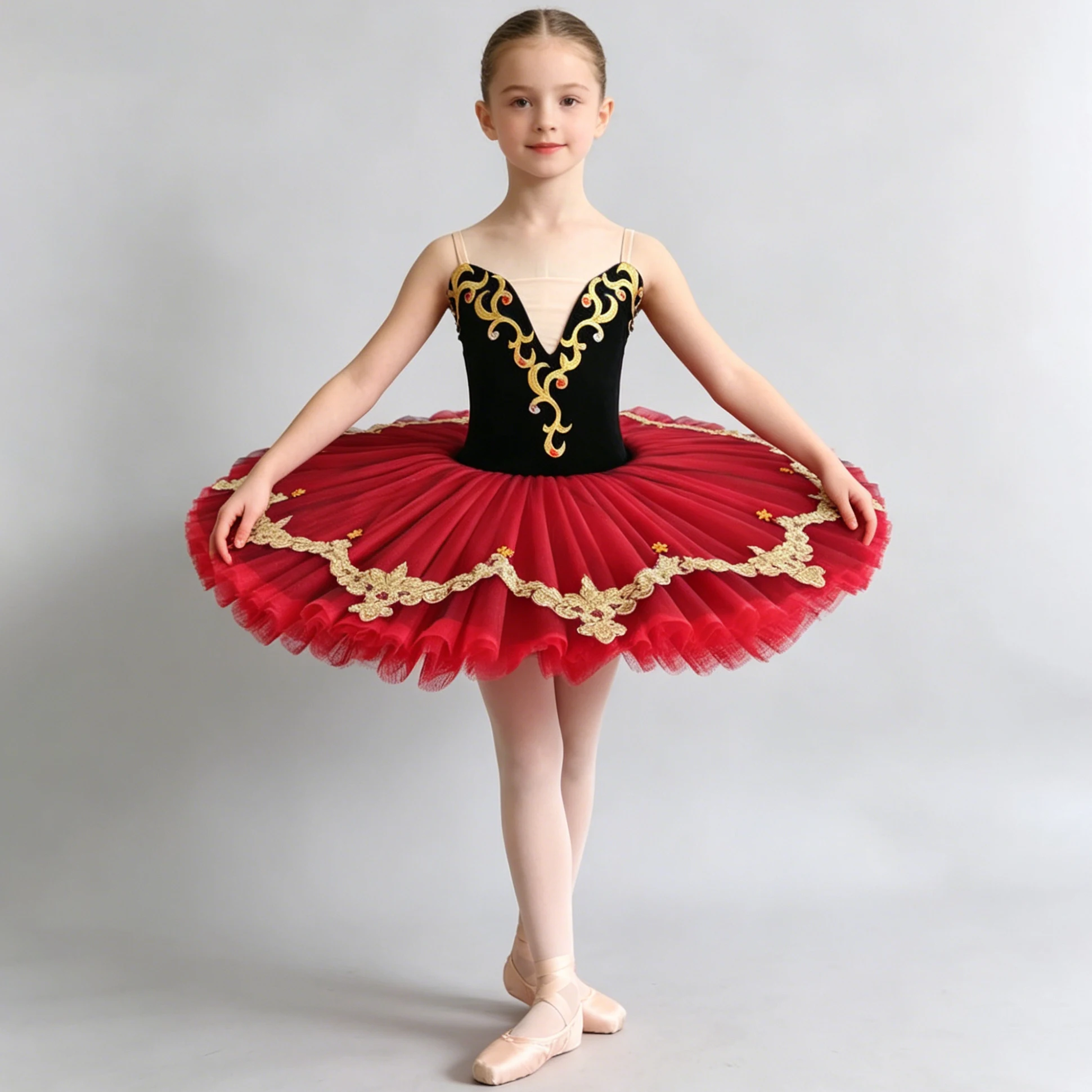 

Professional Ballet Tutu Skirt Slip Lace Gauze Patchwork Embroidery Diamond Children's Party Dress Ballet Dance Size 100-170