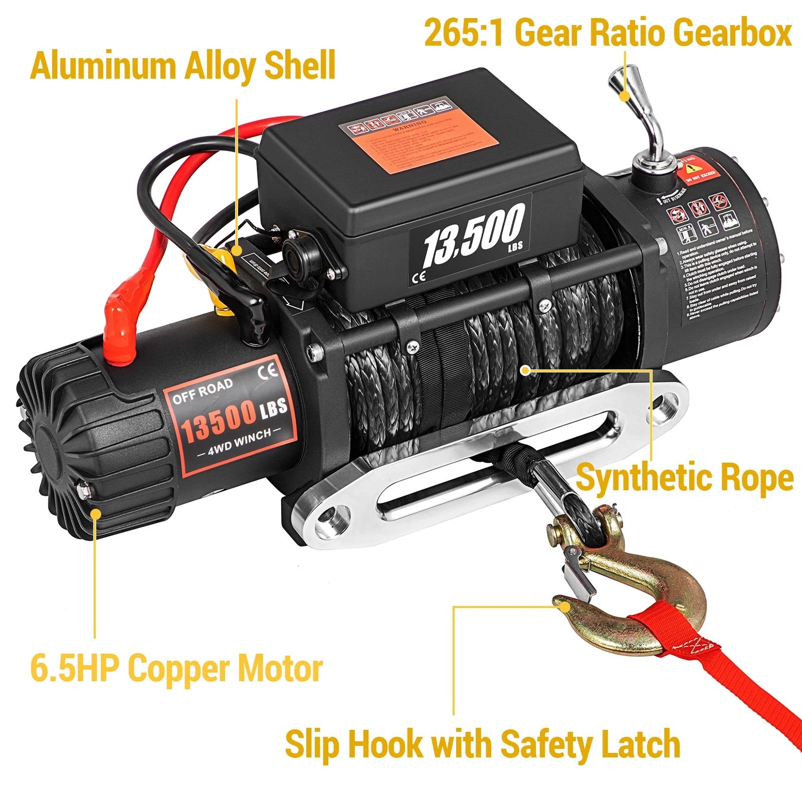 SIHAO Winch 13500 Lbs Electric Winch 12V Truck Winch with 80 Ft Steel Cable Wireless & Wired Remote Control for Towing Off-Road SUV