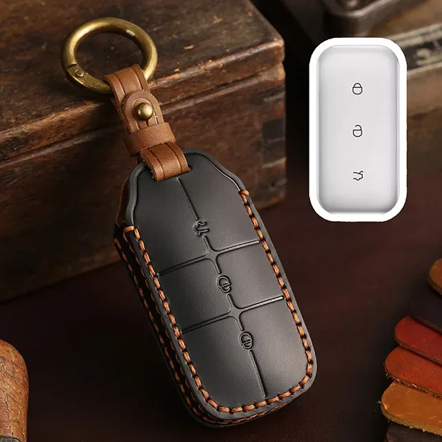 

Leather Car Key Fob Case Cover Keychian For 2023 2024 Geely Galaxy L7 L6 Plus Max Car Accessories Smart Key Holder