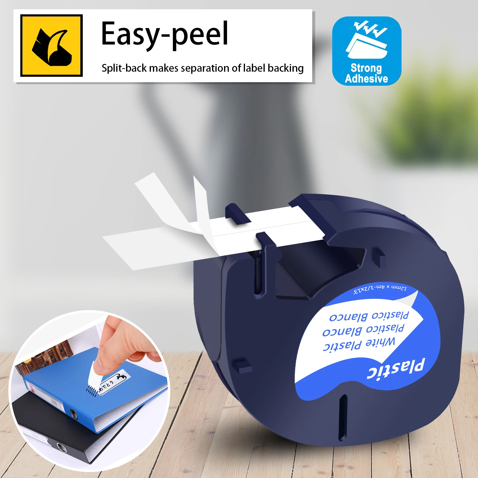 5-20PK Black Print on White Plastic Labels Compatible Dymo Letratag 12mm Tape LT 91201 91331 12267 for Letra Tag LT-100H LT-100T