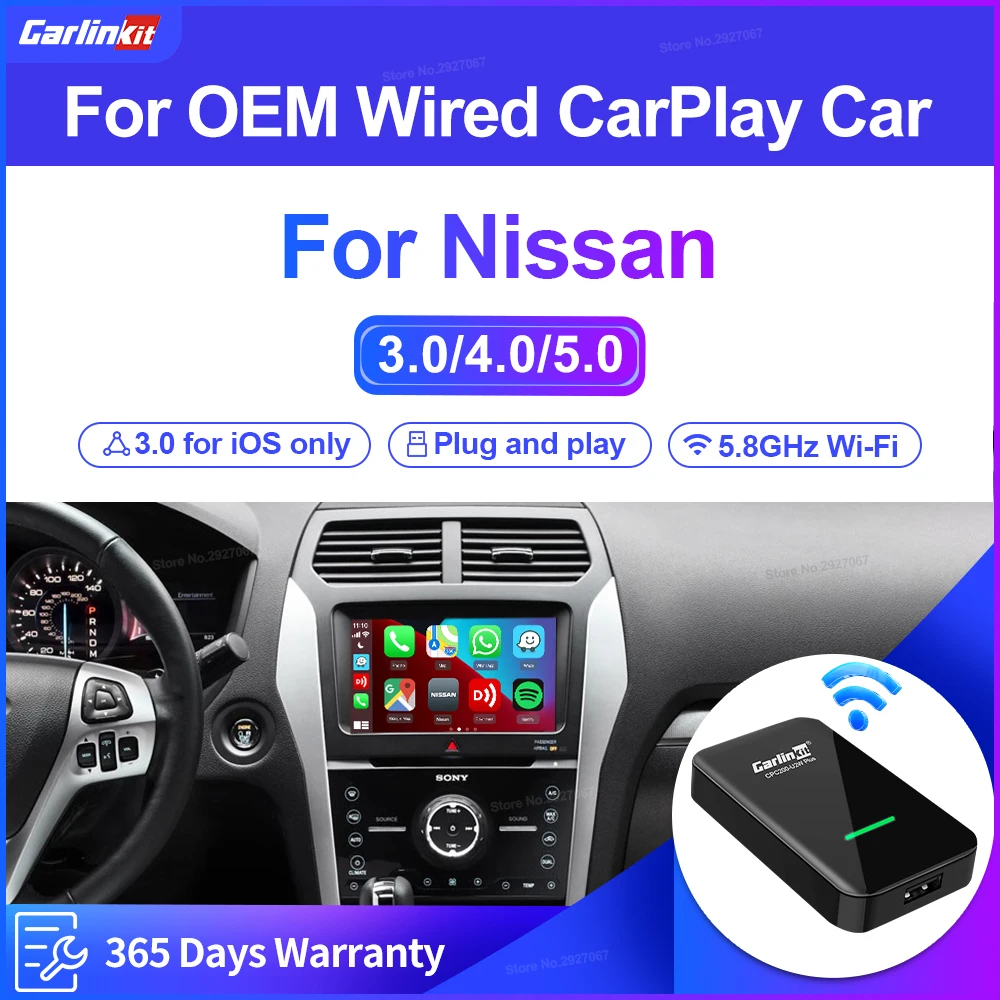 Carlinkit 5.0 4.0 3.0 Carplay Wireless Adapter Wifi Connect Apple Car Play Ai Box for Nissan Frontier Patrol X‑Trail Versa Leaf