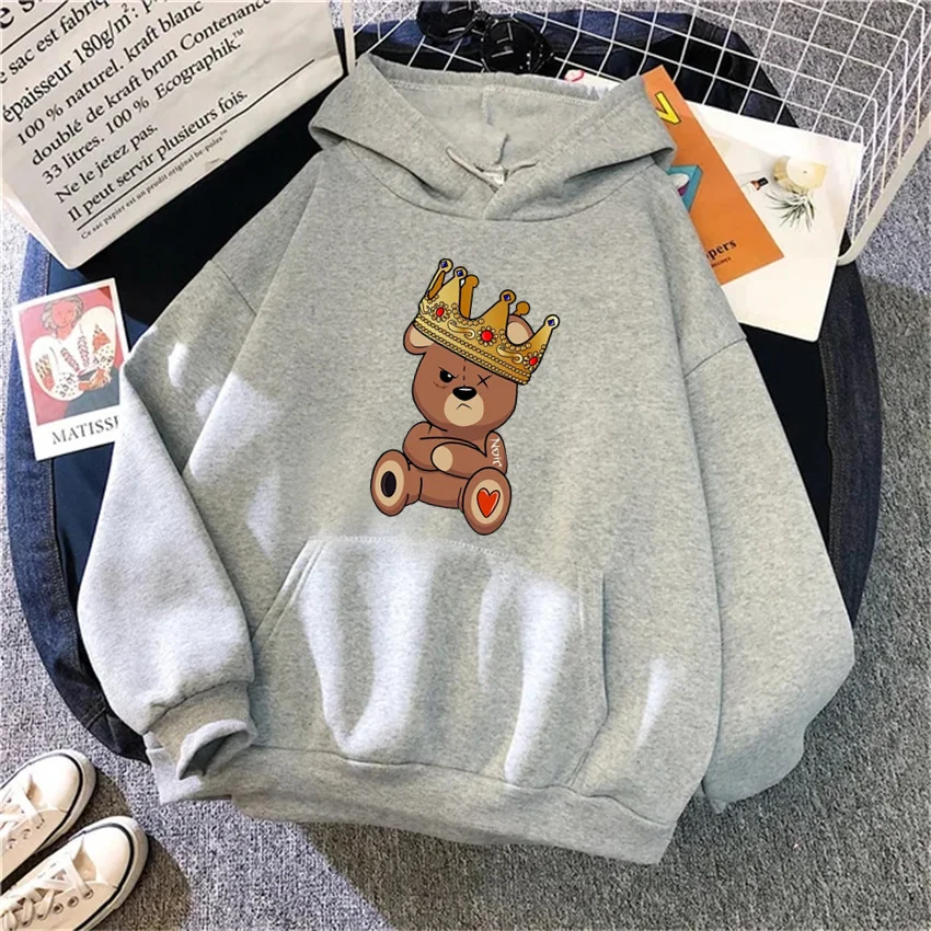 Fashion cartoon Women\'s Hoodie Teddy Bear Print Hoodies Women Streetwear Pullover Harajuku Unisex Sweatshirt Oversized Clothes