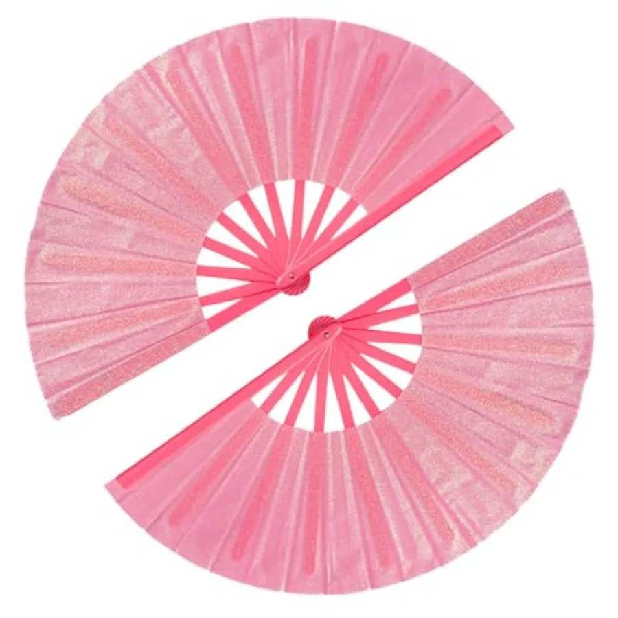 

2 Pack Large Folding Hand Fans Clack Handheld Fan for Party, Glitter Festival Hand Fan Large Rave Folding Hand Fan for Concert,