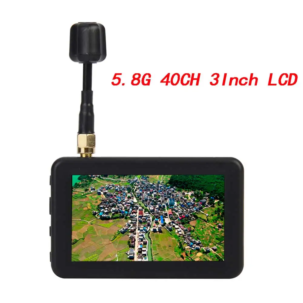 5.8G 40CH 3인치 FPV 모니터 LCD 화면 자동 검색 내장 배터리 레이스밴드 FPV 레이싱 드론 RC 쿼드콥터 비행기용