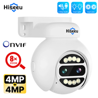 Hiseeu Dual Lens 4MP 8X Digital Zoom POE PTZ Camera Color Night Vision Security Video Surveillance CCTV IP Cameras XMEye ONVIF