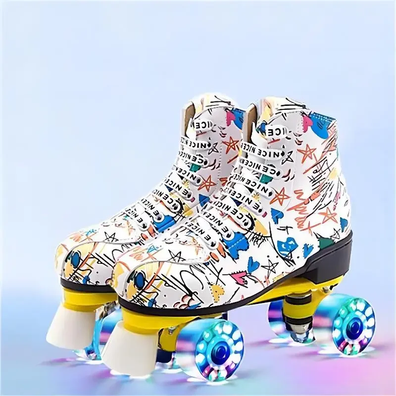 Roller Skate Shoes,Professional Inline Roller Skates Adult Rollers Skating Shoes Boys Roller Skate Flashing 4 Wheels Sneaker