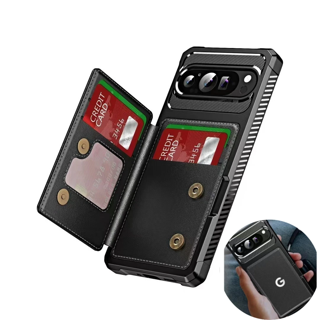 High-end lederen flip-vouw portemonnee telefoonhoesje voor Google Pixel 10 9 Pro XL 10A 9A 8A 7A 8 7 met kaarthouder slot anti-drop cover - afbeelding 1