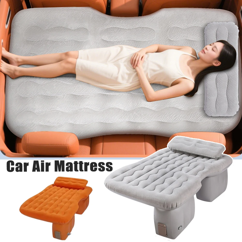 SUV Car Air Mattress Rear Seat Portable Inflatable Bed Flocked Split Self Inflating Foldable Durable All Season Comfortable