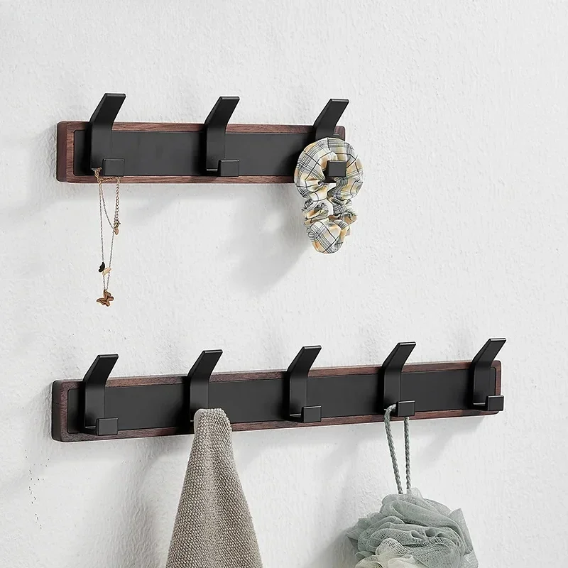 Wall-Mounted Coat Rack Bedroom Entrance Hall Organizer Wood Clothing Hooks Multipurpose Hat Backpack Efficient Wall