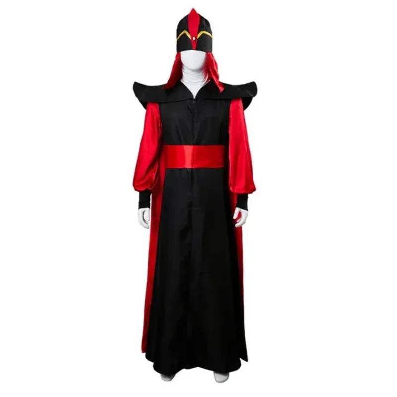 Movie Themagic Lamp Aladdin Jafar Man Halloween Makeup Costume Adult Role Play Wizard Jafar Robe Costumes Halloween Cosplay H598