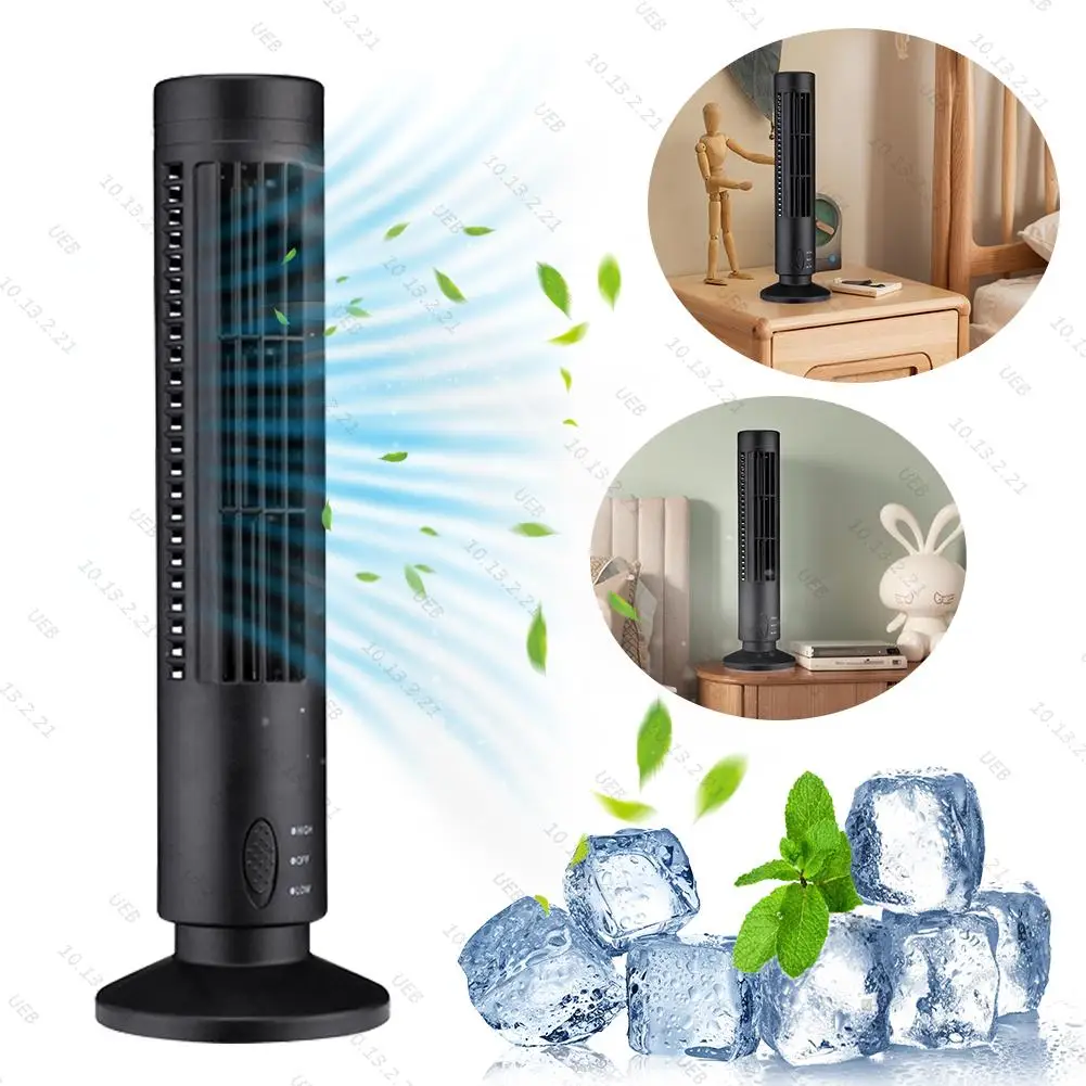 

LED Tower Fan Mini Vertical Conditioner 2 Gear Speed No Leaf Portable Stand Up Tower Fan for Home Office