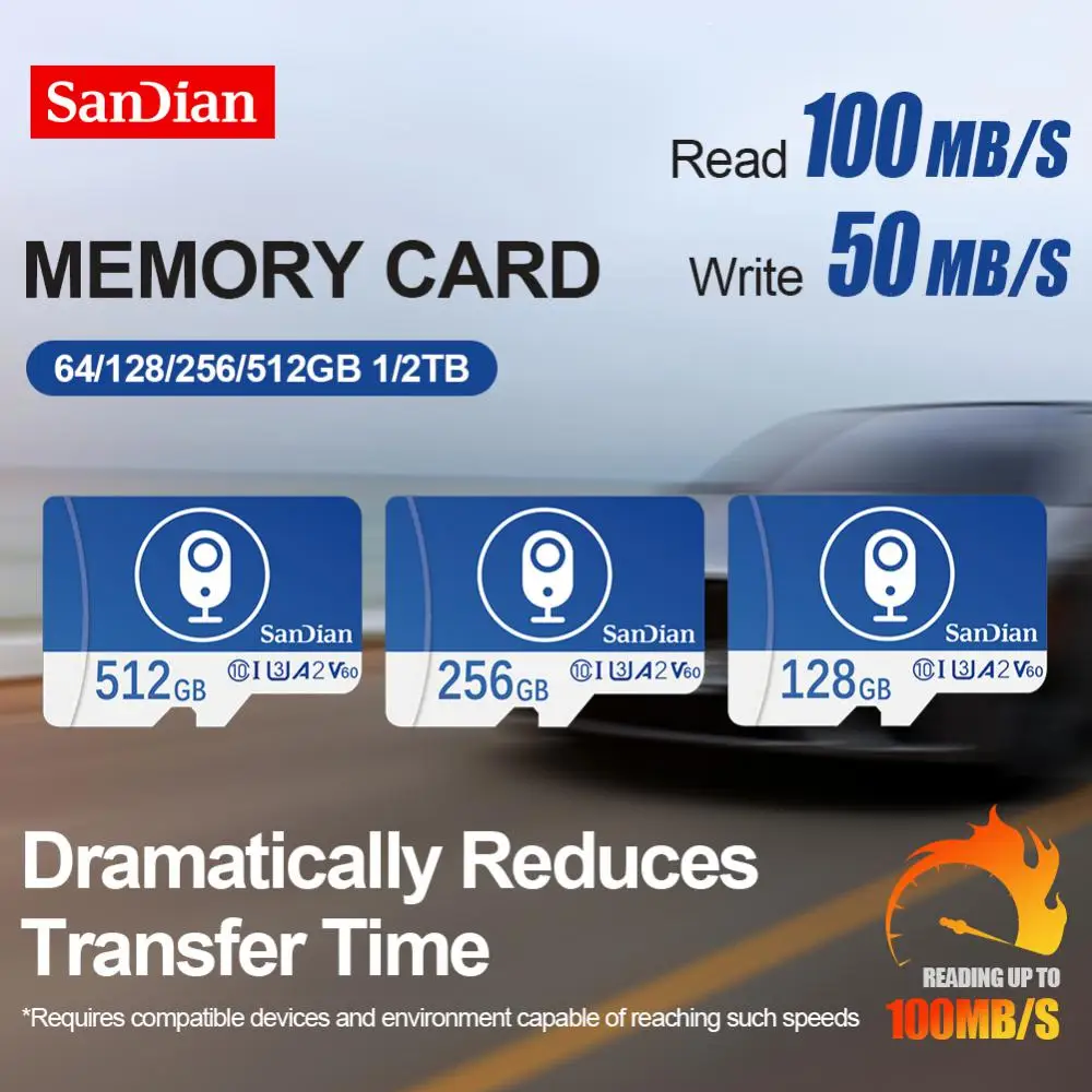 Kartu memori mikro SD U3 1T 2T 512GB 256GB, kartu memori SD Mini kecepatan tinggi 2T kelas 10 A1 untuk permainan ponsel