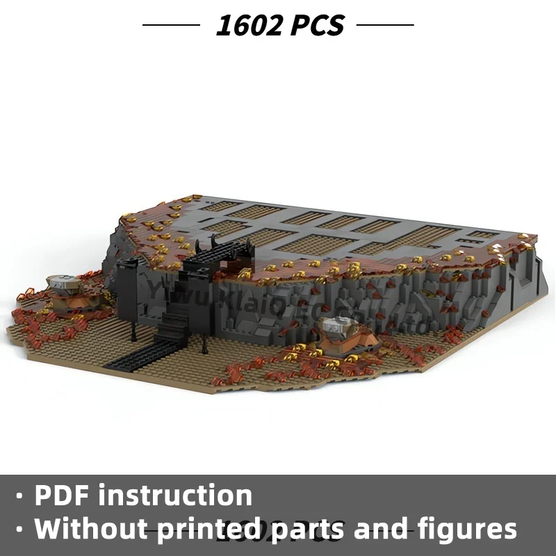 MOC Modular Dark Citadel Cliff Base Building Blocks 1602Pcs, Fantasy Fortress Mountain Terrain Bricks Adults