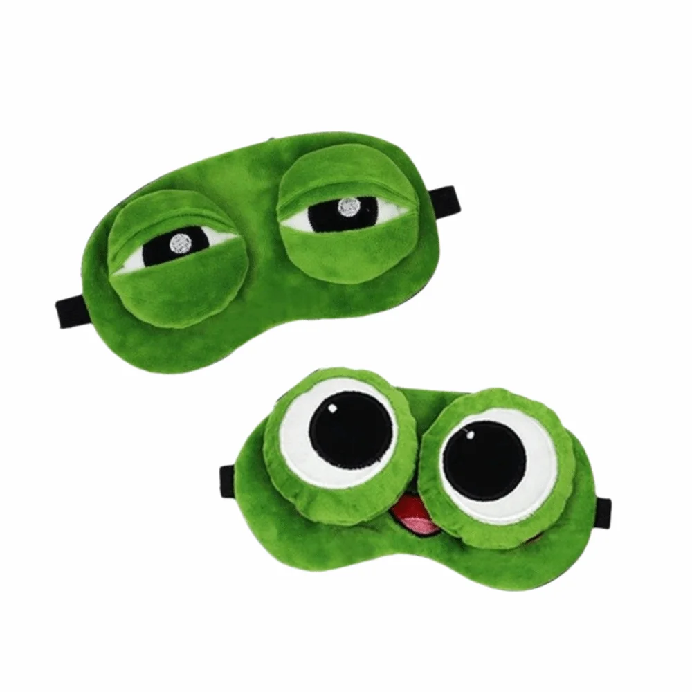 Picture 6: Lovely Cartoon Frog Sleep Eye Mask Skin-friendly Breathable Shading 3D Eye Mask Green Big Eyes Sleep Mask Travel Nap