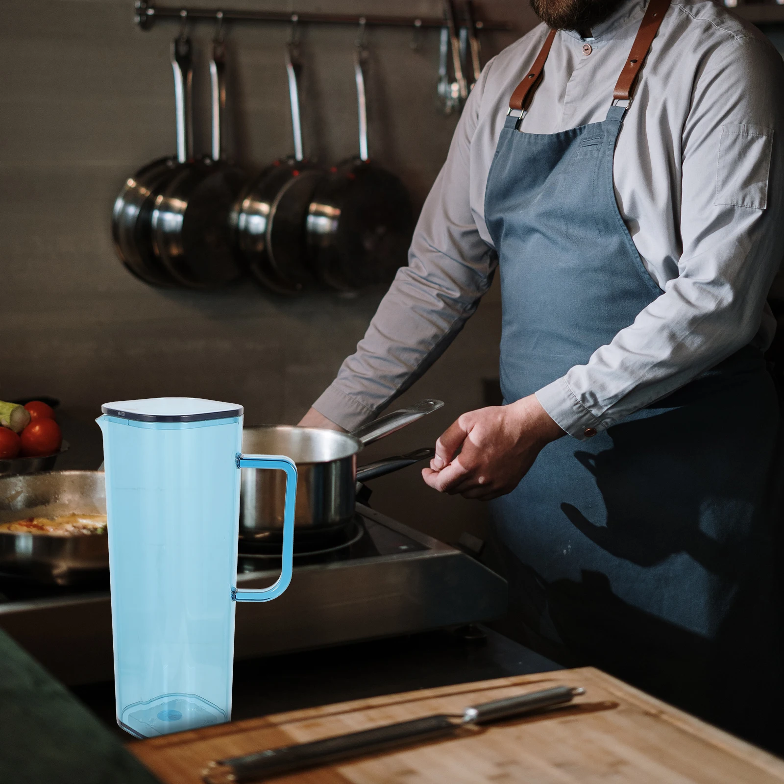 

1200ML Clear Pitcher Large Capacity Juice Tea Ice Beverage Kitchen Jug H Water Pitcher Lidded Transparent Acrylic