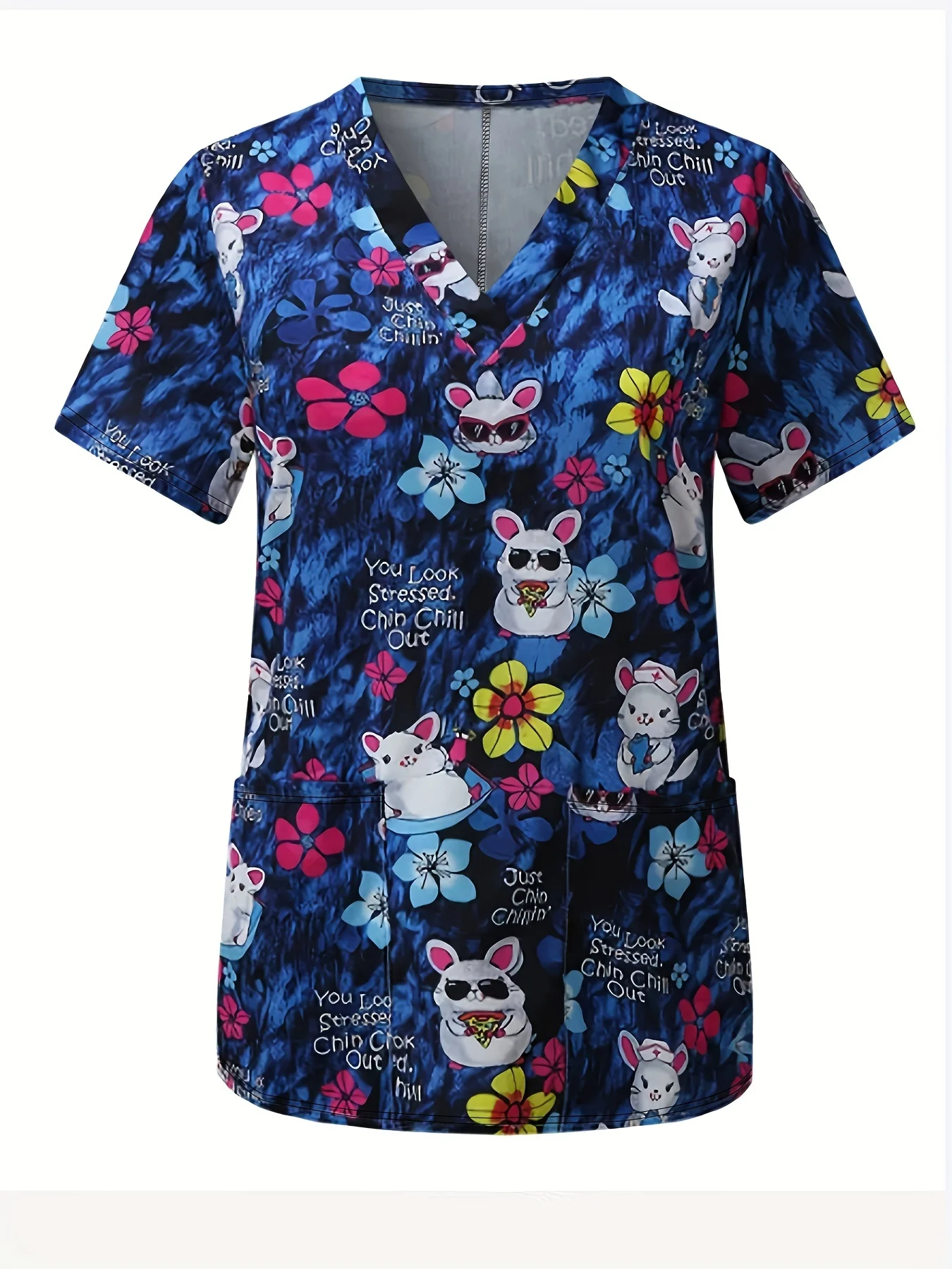 

Повседневная футболка больших размеров с случайным принтом, топы, женская униформа медсестры