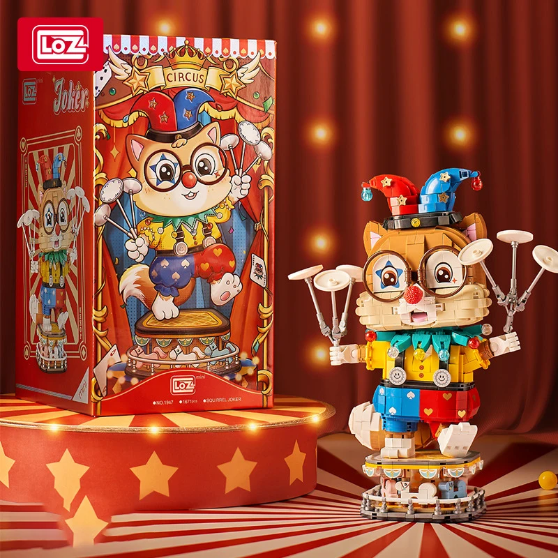 LOZ-1947 National Fashion toy Clown Squirrel tabletop model decoration adult and children building block model toy New Year gift