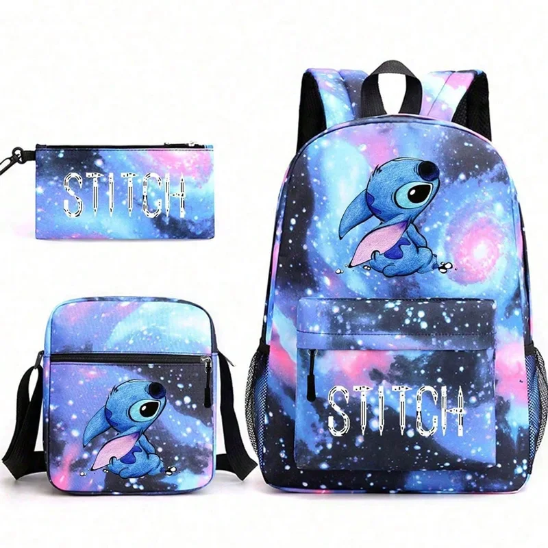 

Disney 3D printing Stitch Starry Sky animation peripheral children's pencil bag backpack shoulder bag three-piece