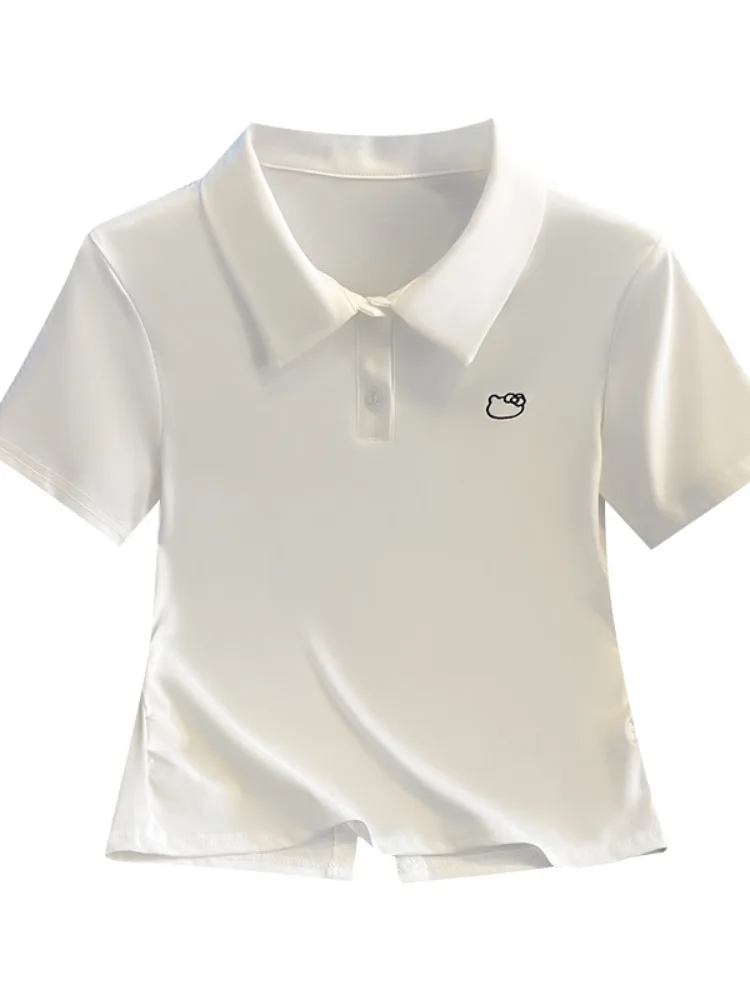 추천 셀프케어 irt ort Sve 턴다운 칼라 여성 여름 디자인 배 노출 벨티드 ort 탑 한국 스타일...