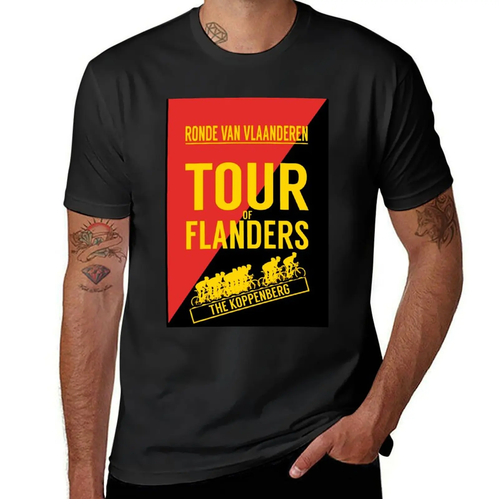 TOUR OF FLANDERS : Vintage Bike Racing Print T-Shirt blacks blanks tshirts for men