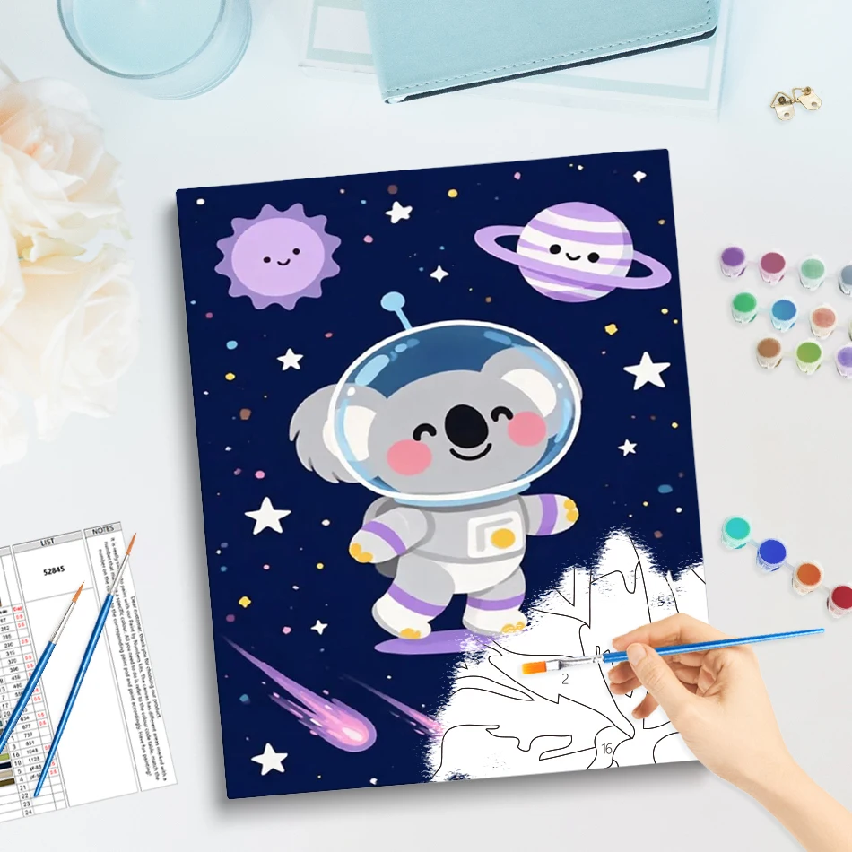 GATYZTORY Painting By Numbers Oil hobby Art Stuff Paint Pictures By Numbers Astronaut animal koala Home Decoration Watercolors