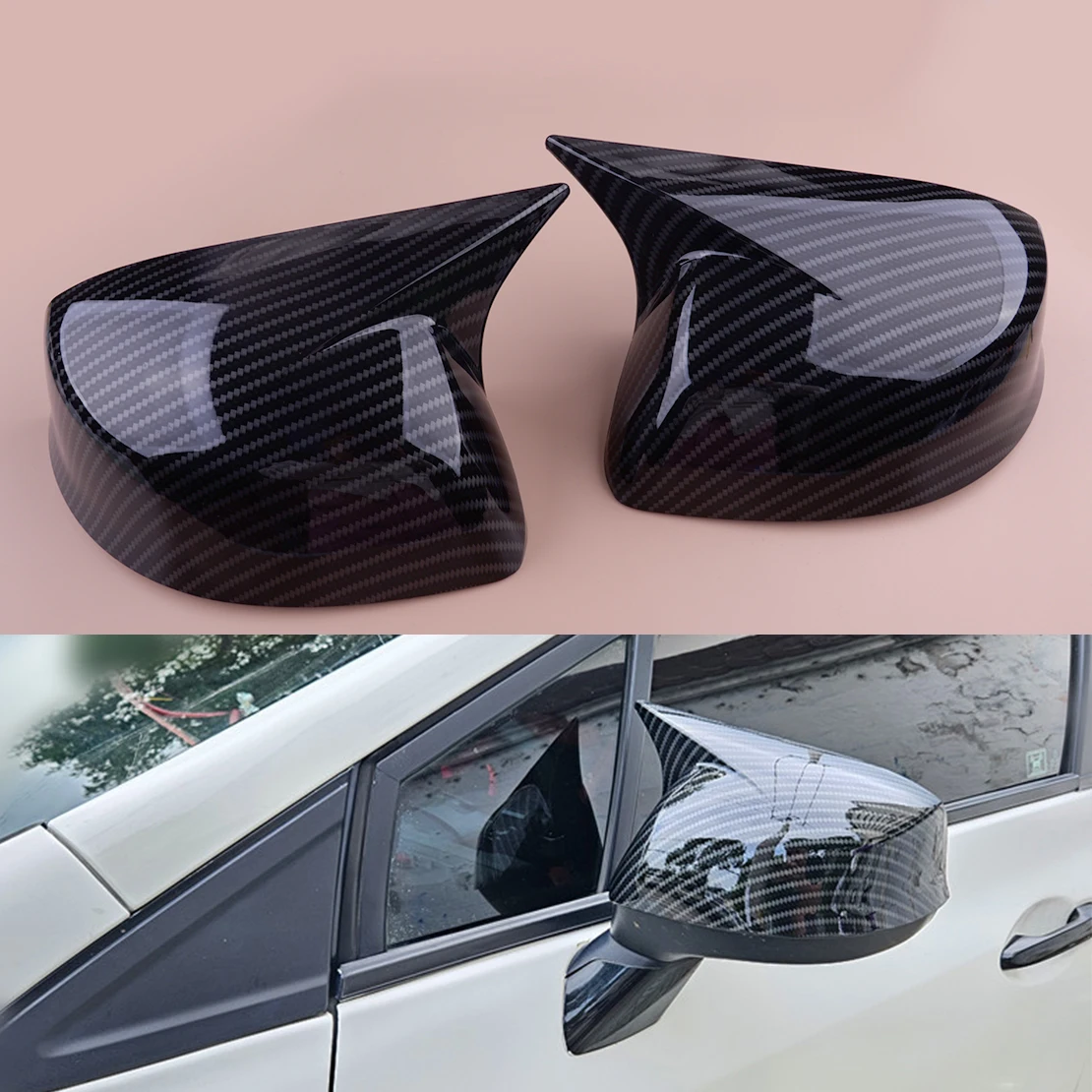 1 пара углеродного волокна, бычий рог, крыло, боковая дверь, зеркало заднего вида, крышка, молдинг, подходит для Honda Civic 9th 2012-2015