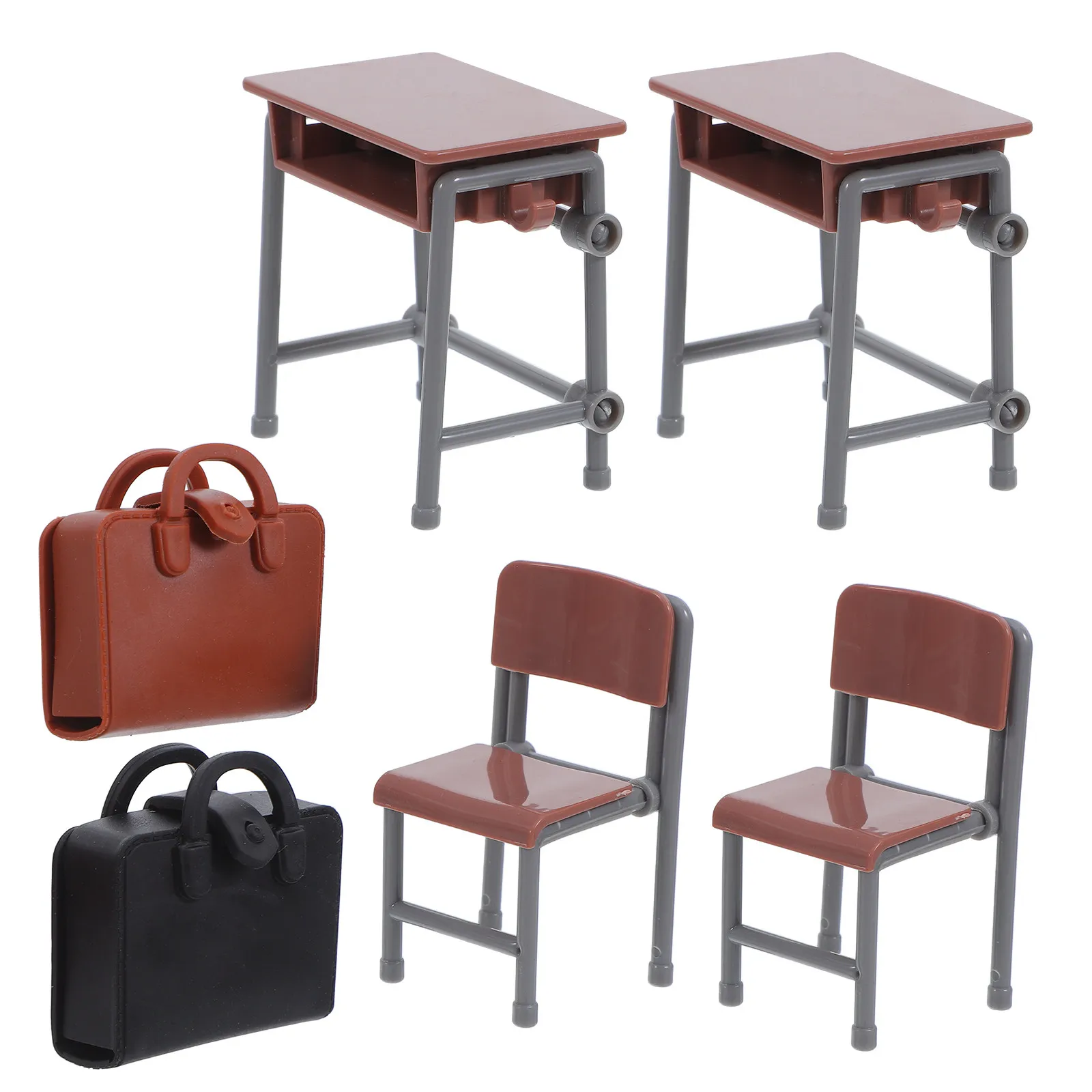 

1Set Miniature Classroom Desk Chair Backpack School Supplies Handcraft Educational Playset Dollhouse Accessories