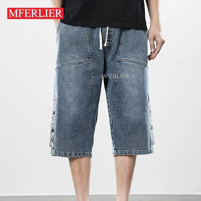 Summer Oversize Pants 8XL 7XL 6XL 135kg Large Size Denim Calf-Length Pants Men