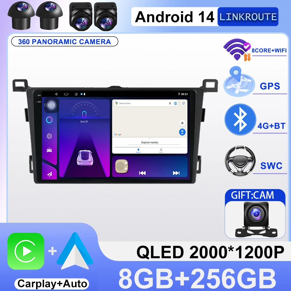 

Android 14 Carplay Auto For Toyota RAV4 Rav 4 2013 2014 2015 2016 2017 2018 2019 Car Radio Multimedia Video Player GPS Head Unit