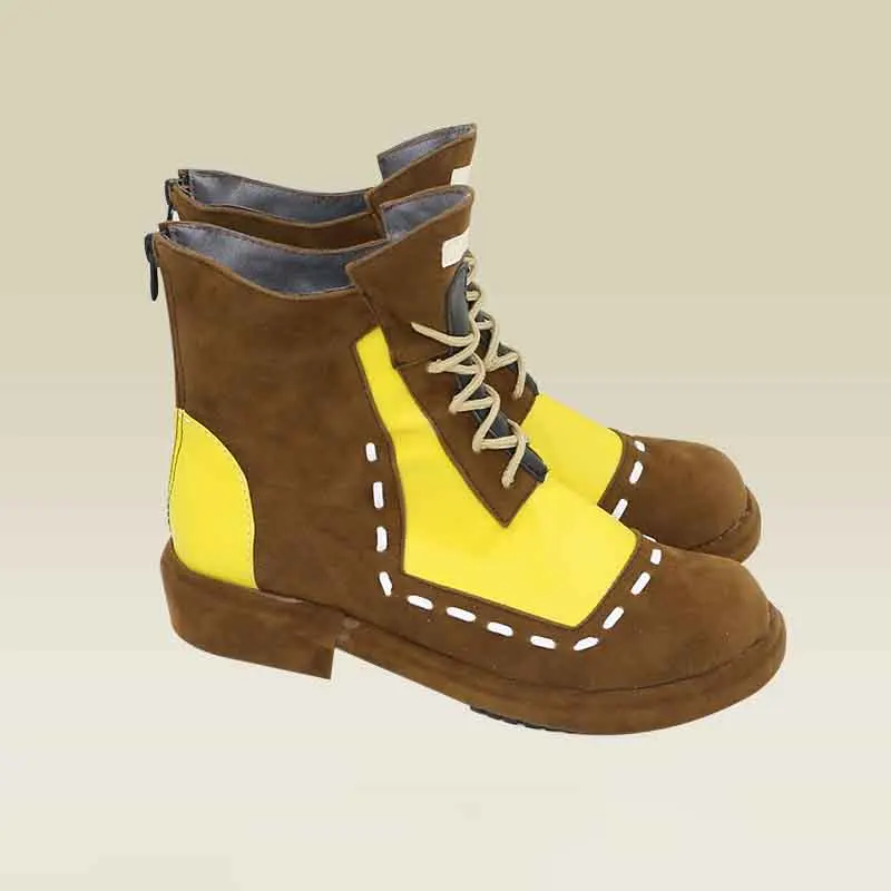 돈키호테 코스프레 신발 게임 림버스 컴퍼니 신발 노란색 스트랩 미들 부츠 롤플레잉 인조 가죽 부츠 다용도
