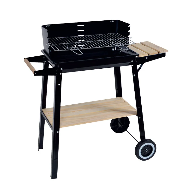 

Portable Large Barbecue Outdoor Grill Trolley Square Charcoal Thickened Camping Barbecue Grill
