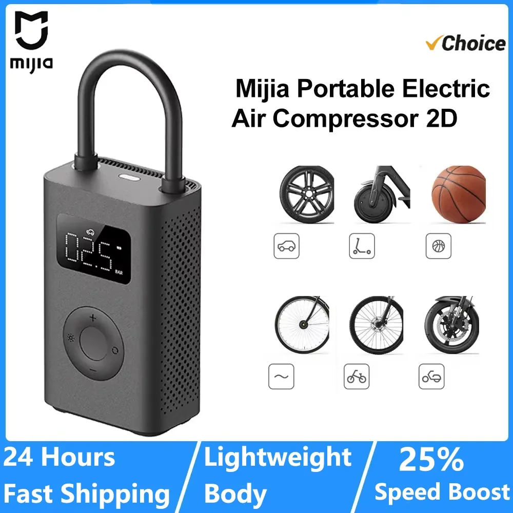 New Mijia Inflatable treasur Air Compressor 2D 2000mAh Portable Inflator Air Pump 2D For Bicycle Car Motorcycle Ball -CN