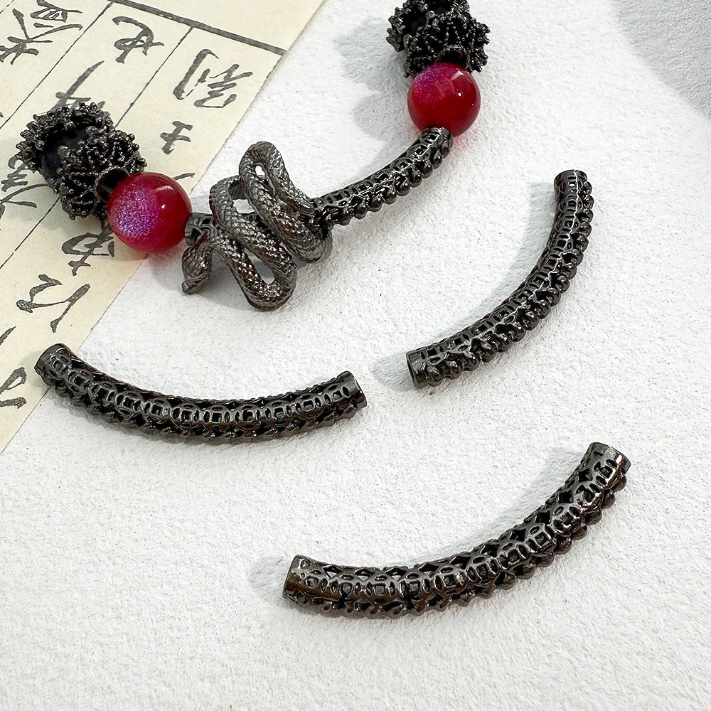 5pc Guns Black Snake Flower Vine Pendant Beaded Flower Holder DIY Punk Y2K Beaded Bracelet Necklace Accessories Jewelry Material
