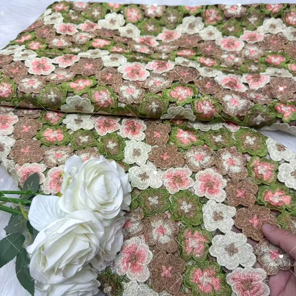 Latest Cord Guipure Lace Fabric Crystals African Stones Lace Fabric 2026 High Quality Nigerian Water Soluble Material for Dress