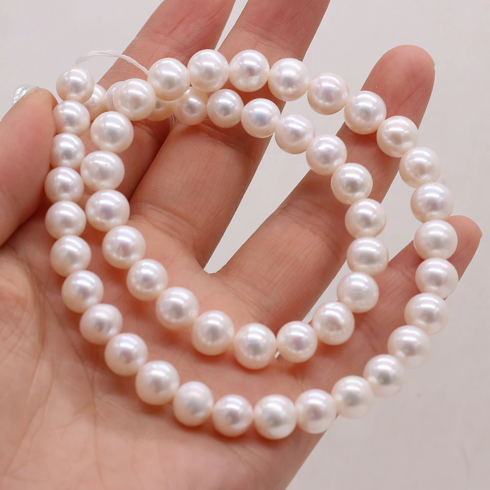 High Quality AAAAA White Natural Freshwater Beads Round Pearl for DIY Bracelet Earrings Necklace Jewelry Making Garment Gift